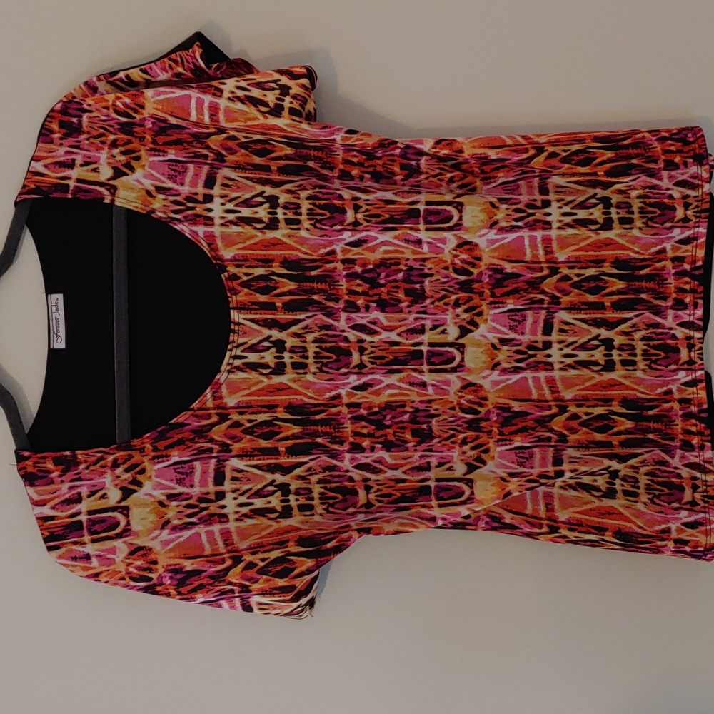 Forever Jade Orange/Pink Print Shirt, L